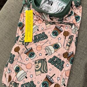 NWT PINK STARBUCKS BAMBOO MOM/ADULT JOGGERS Size LARGE